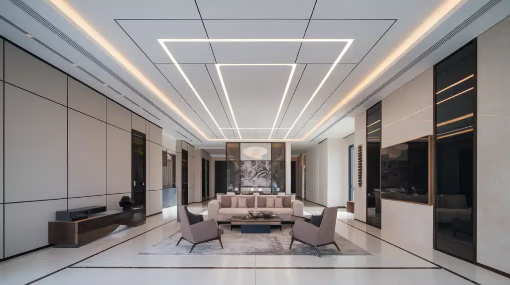  Smart Ceiling with Concealed Tech Integration
