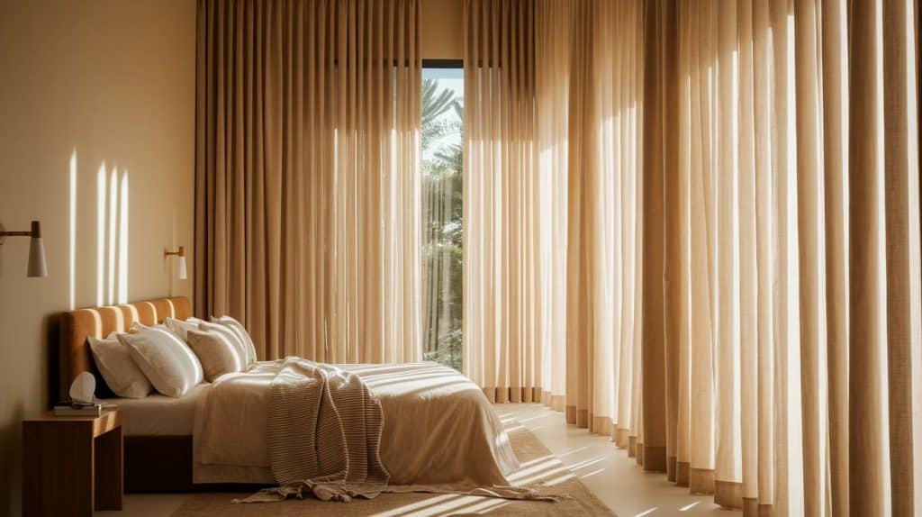 Soft Beige Curtains to Filter Natural Light