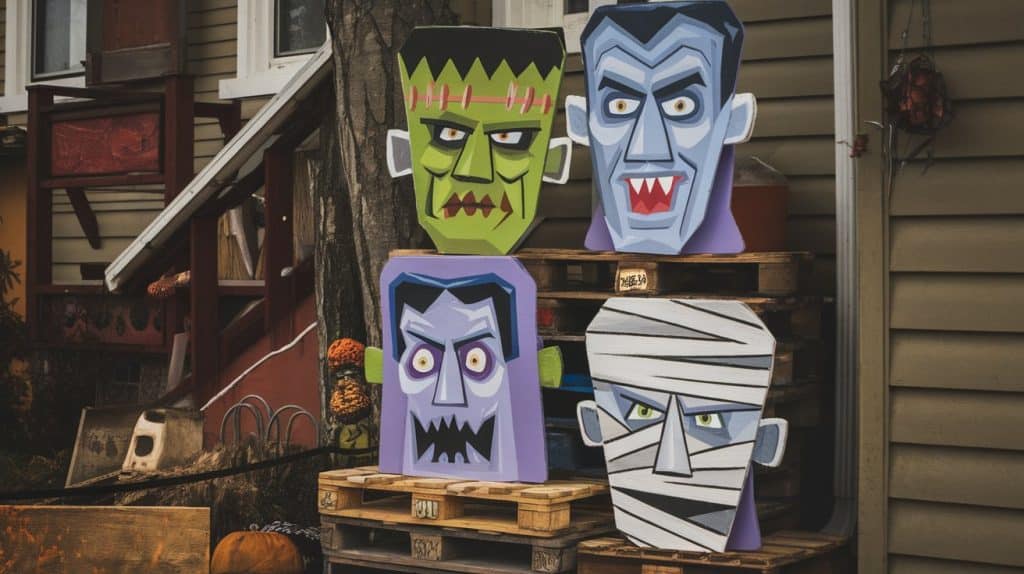 Stacked Monster Faces Display