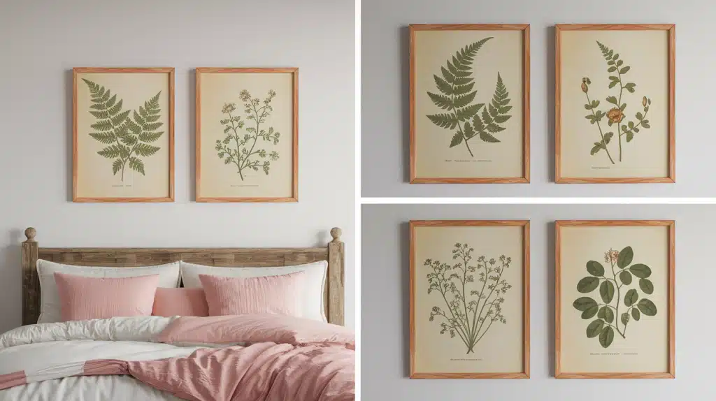 Vintage Botanical Prints in Frames