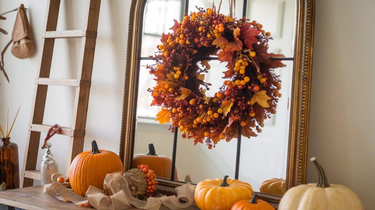 Antique_Mirror_with_a_Fall_Wreath_Hanging_on_It