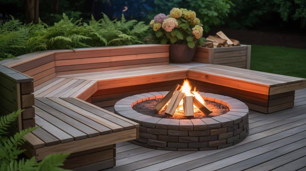 Bench with Fire Pit Integration