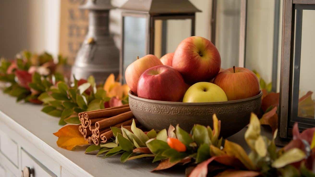 Bowl_of_Apples_Next_to_Cinnamon_Sticks_and_Leaf_Garlands