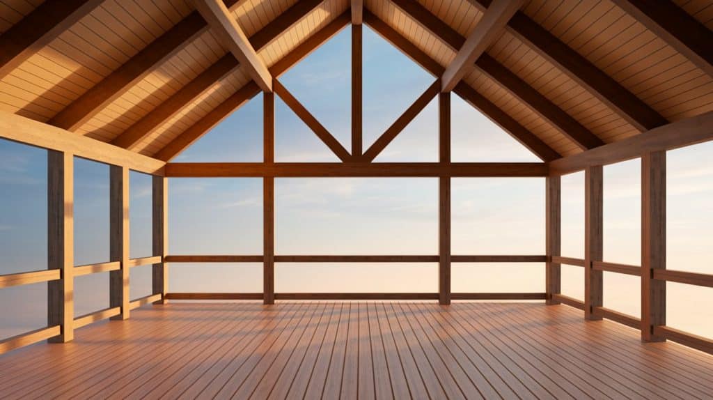 Deck with Vaulted Ceilings and Exposed Rafters