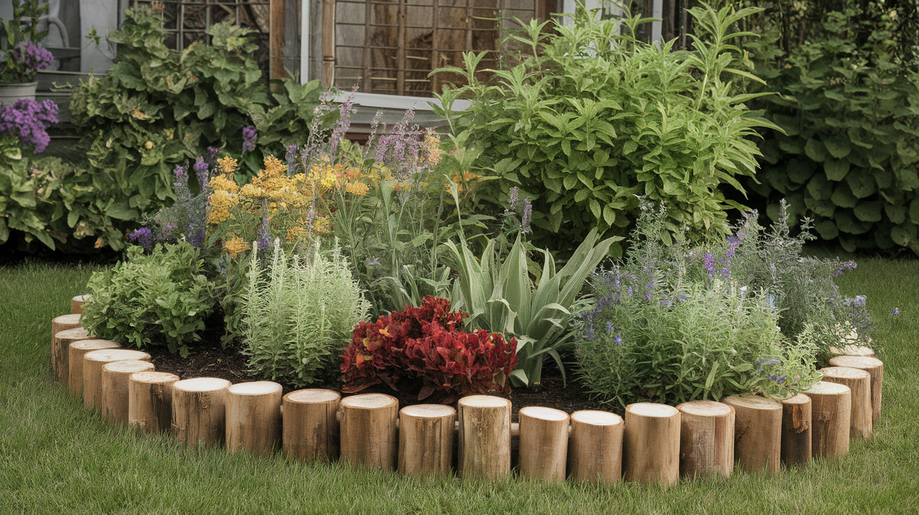 Idea_12_DIY_Rustic_Log_Garden_Edging