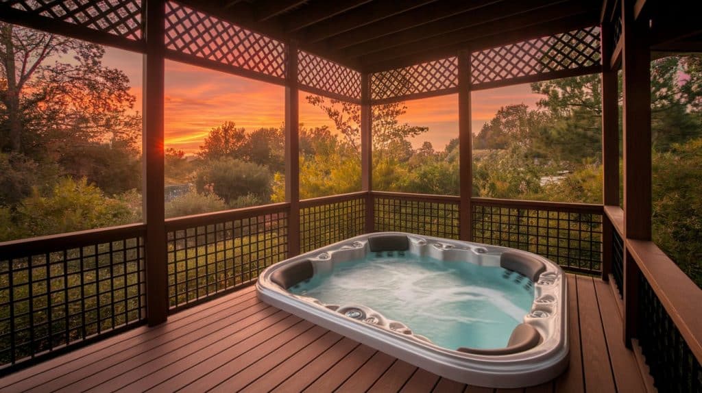 Screened-In Deck with Built-In Hot Tub