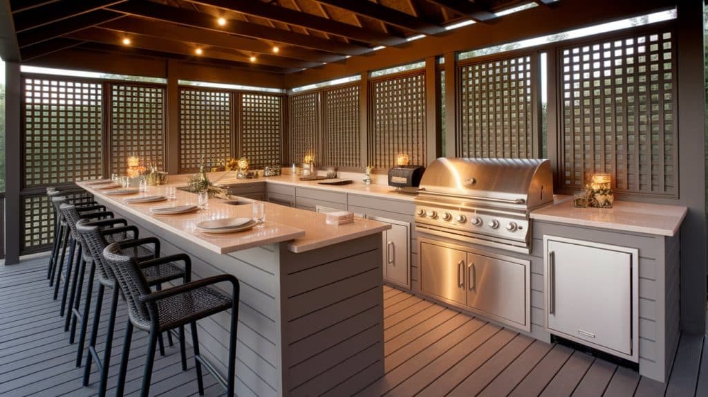 Screened-In Deck with Outdoor Kitchen and Grill