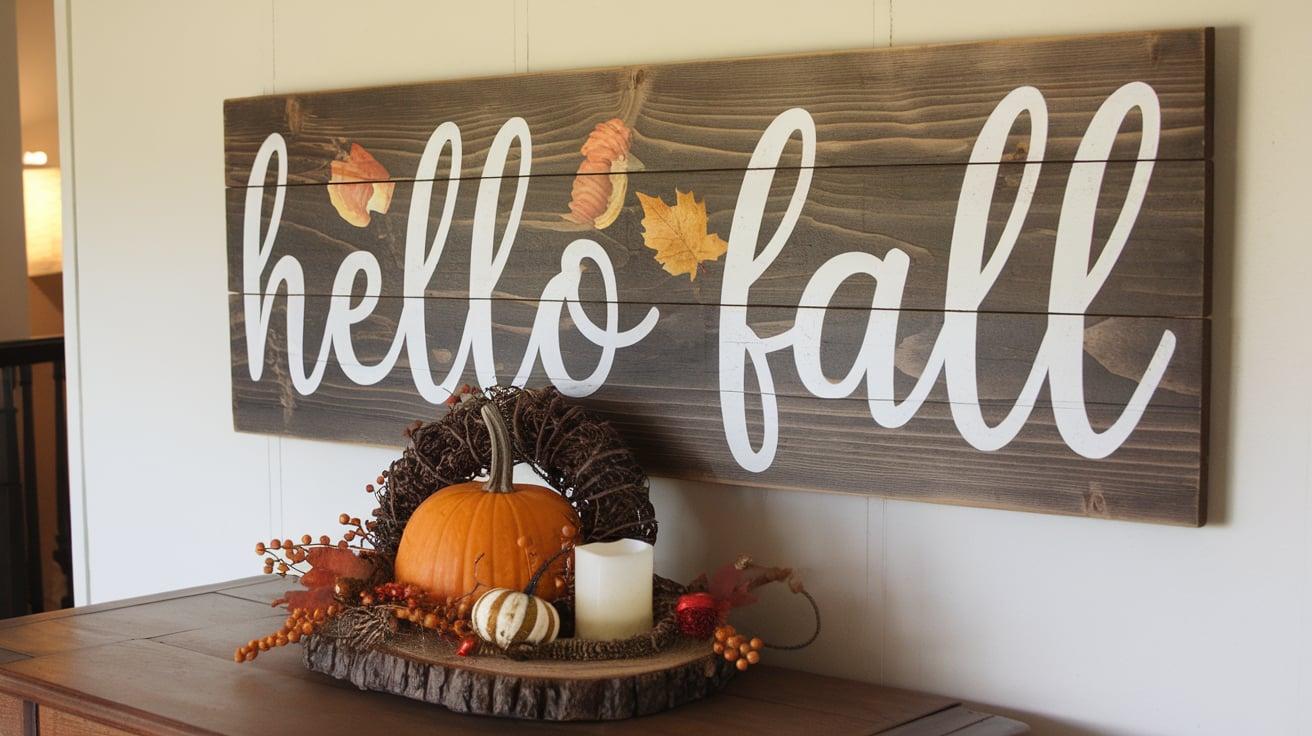 Wooden_Hello_Fall_Sign_Propped_Behind_Decor