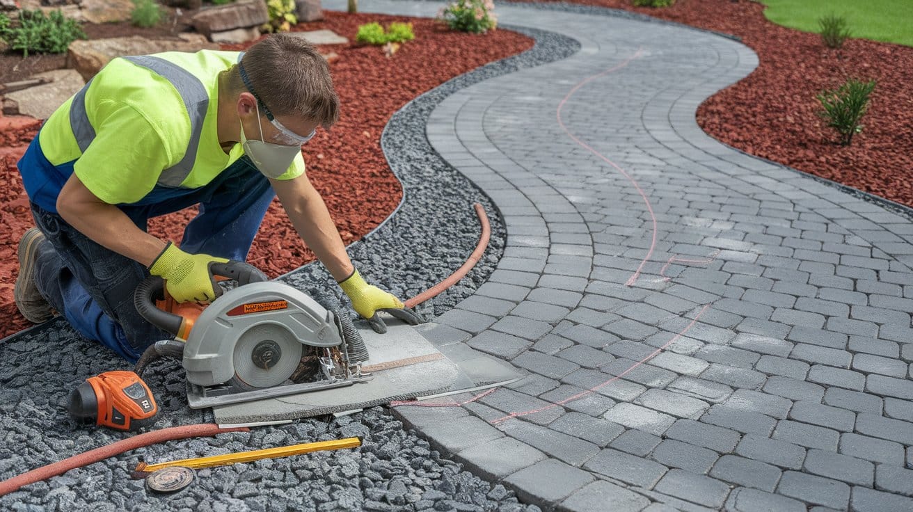 how to cut pavers for curves