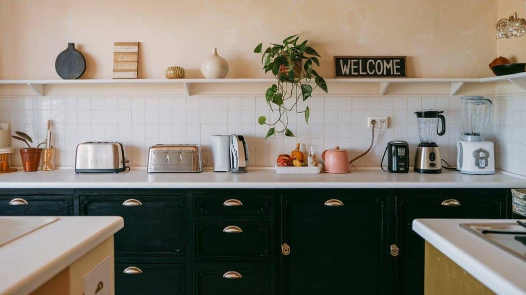 All-Black Base Cabinets with Bright White Countertops