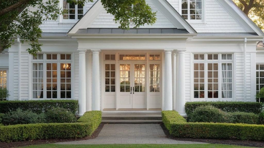 All-White Entryway with White Doors and Windows