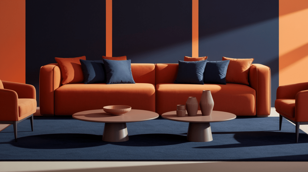 Burnt Orange and Blue Accents