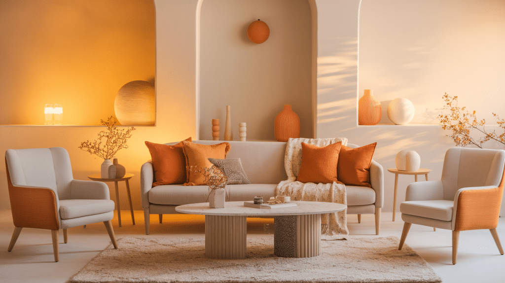 Burnt Orange as a Secondary Color in a Neutral Room