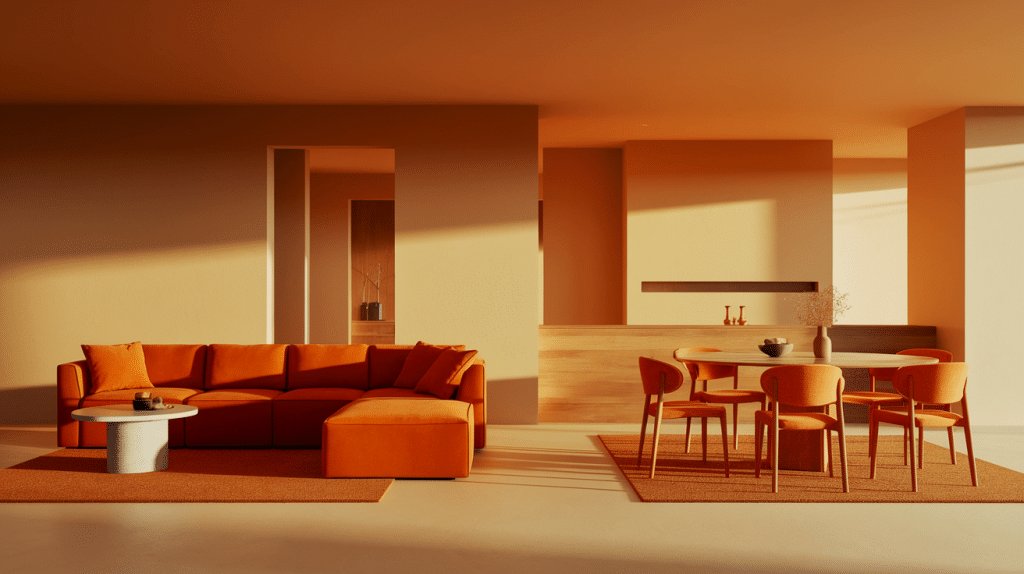 Burnt Orange in Open-Concept Spaces