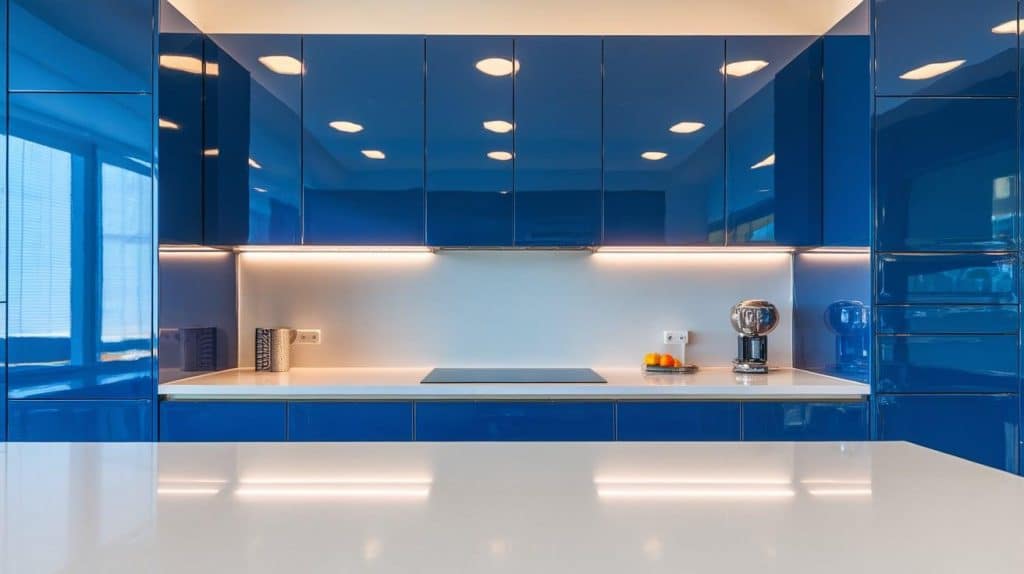 Glossy Blue with Bright White Quartz