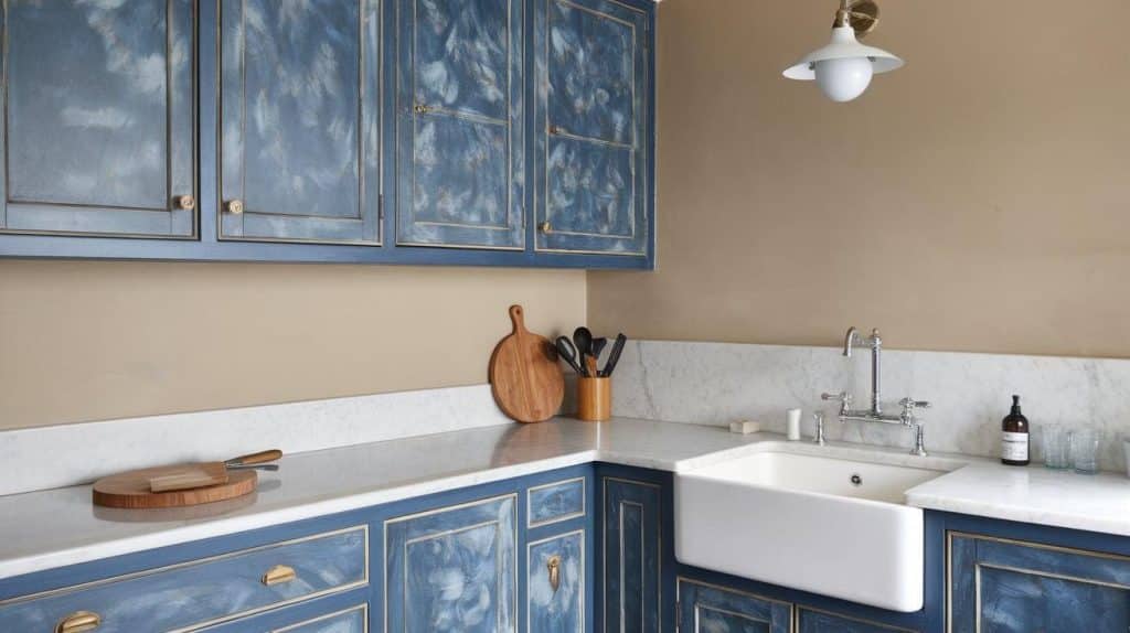 Hand-Painted Blue with Marble