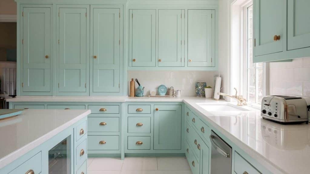 Light Teal with White Quartz