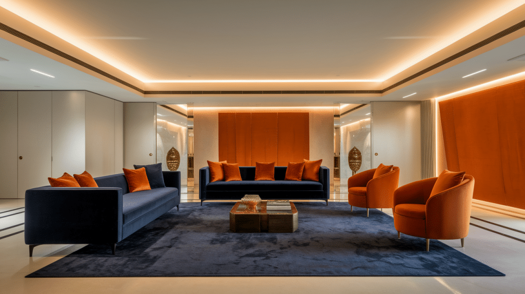 Modern Luxe with Burnt Orange and Navy Blue