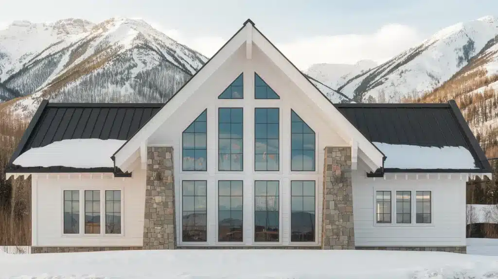 Mountain Chalet with Snow White Paint
