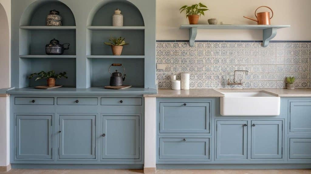 Muted Blue with Copper Sink
