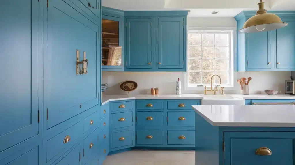 Ocean Blue with Brass Lighting