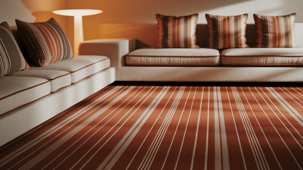 Playful Burnt Orange Stripes in Rugs and Pillows