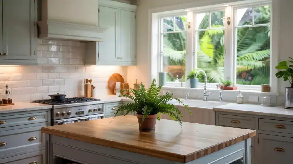  Sage Blue with Butcher Block Accents