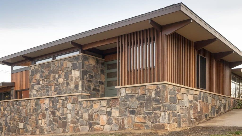 Stone and Wood Mixed Siding