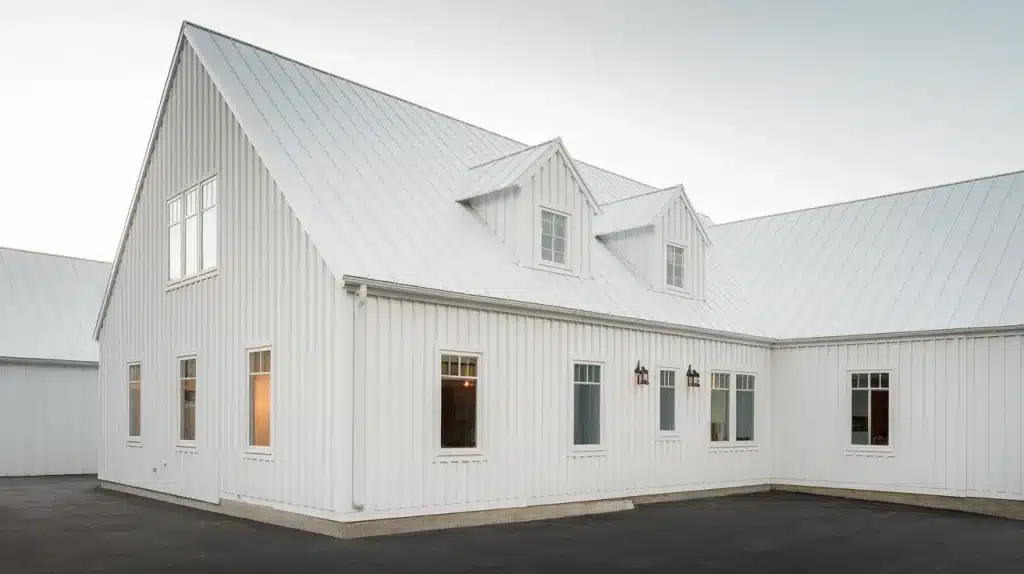 Two-Story Gable Roof House in All White