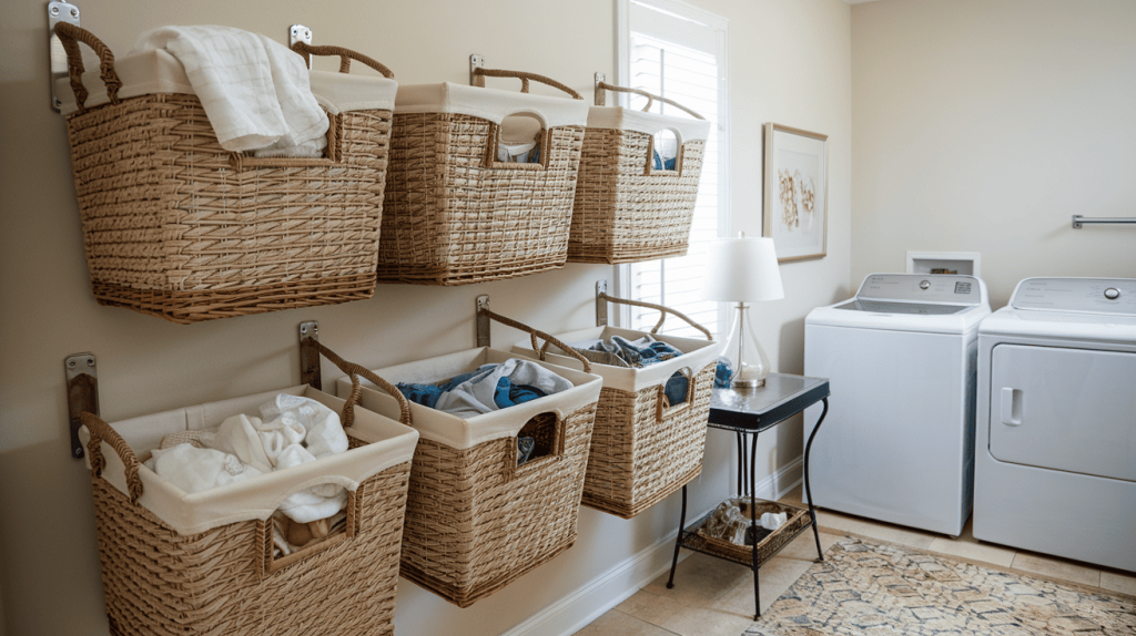 Wall-Mounted Laundry Basket System