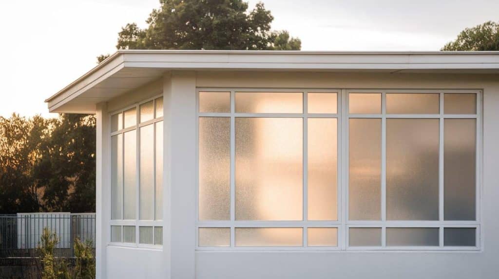 White Home with Frosted White Glass Windows