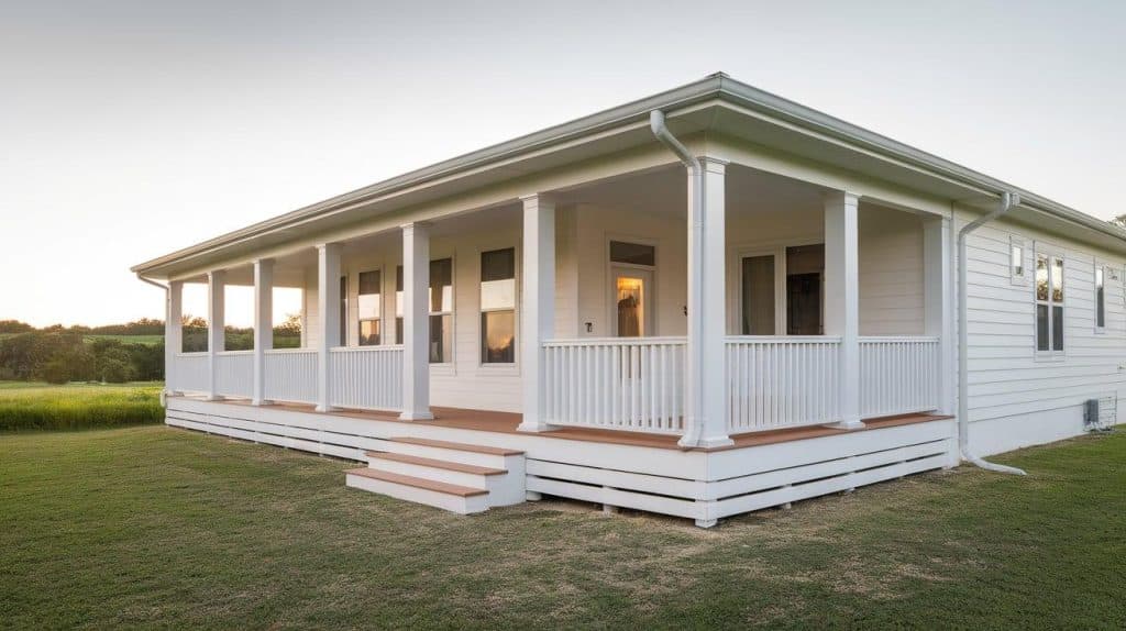 White Ranch Home with Wraparound Porch