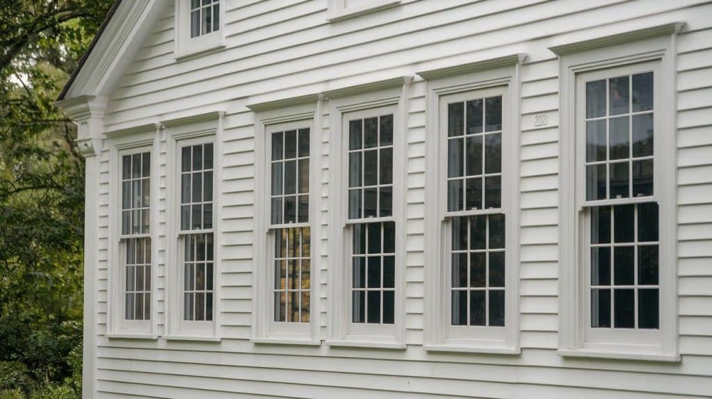White Siding with White Gridded Windows