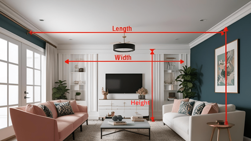 Length, width, and ceiling height